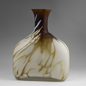 Kosta Boda Monica Backstrom brown and white glass vase
